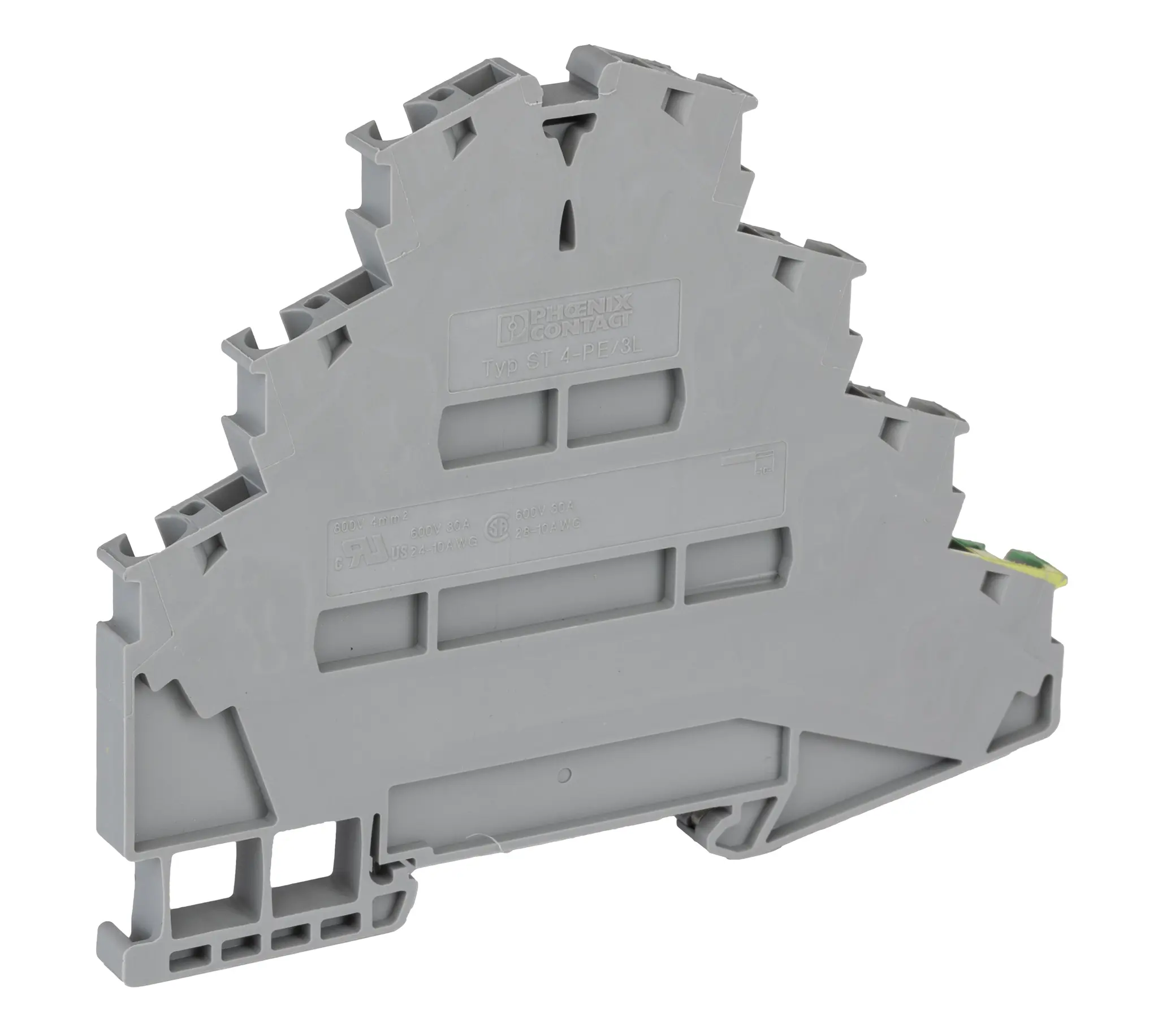 Produktfoto 1 von Phoenix Contact ST 4-PE/3L Anschlussklemmenblock DIN-Schiene 4 Grau, 0.08 to 6 mm², 800 V Klemme