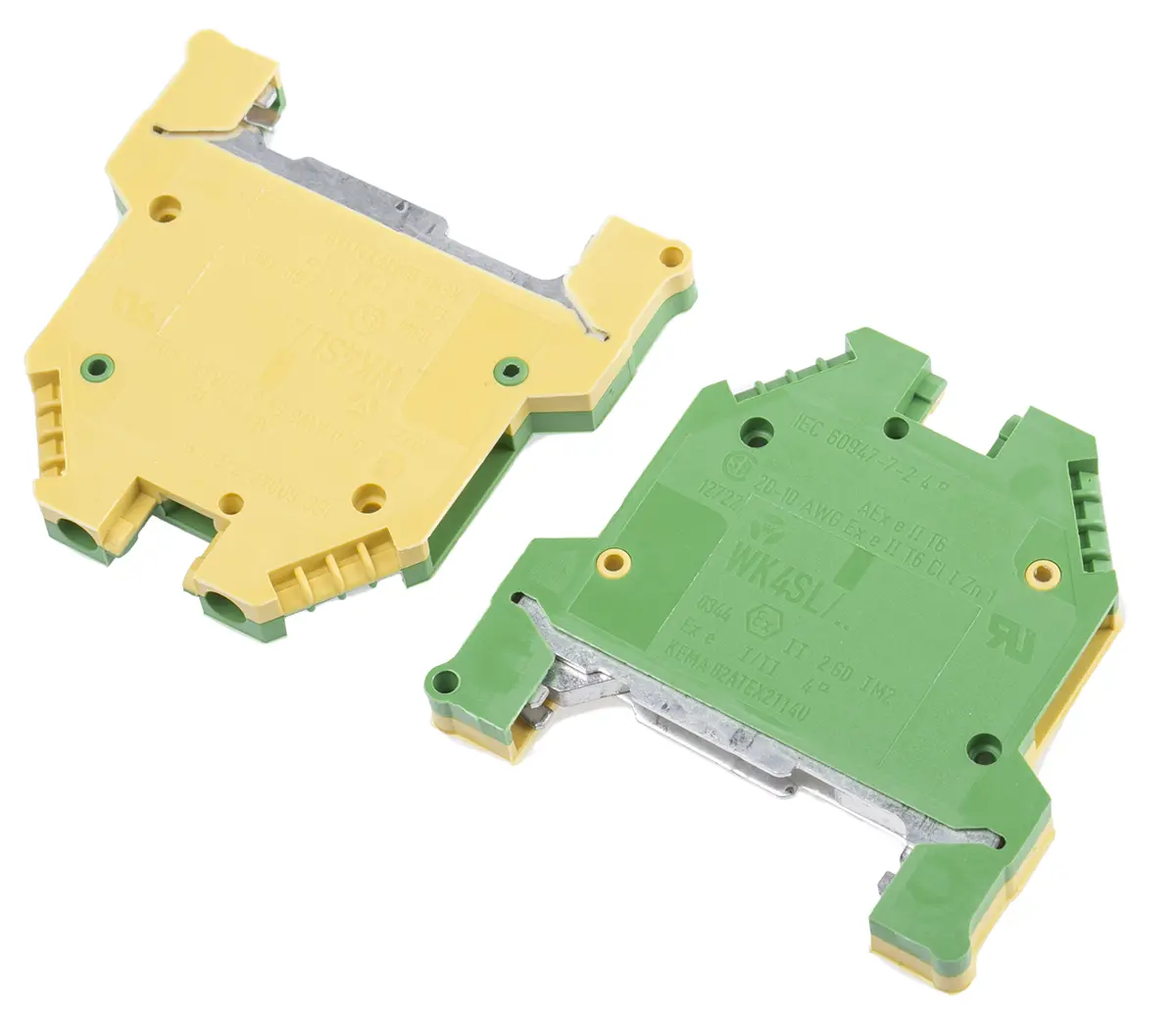 Produktfoto 1 von Wieland WK Anschlussklemmenblock für Durchkontaktierung 1 Grün, Gelb, 0.5mm², 4 mm², 800V Schraubbefestigung ATEX