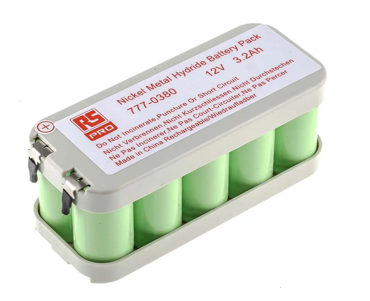 Produktfoto 1 von RS PRO NiMH Akkupack, 10-Zellen CS 12V / 3.2Ah, Löt-Anschluss