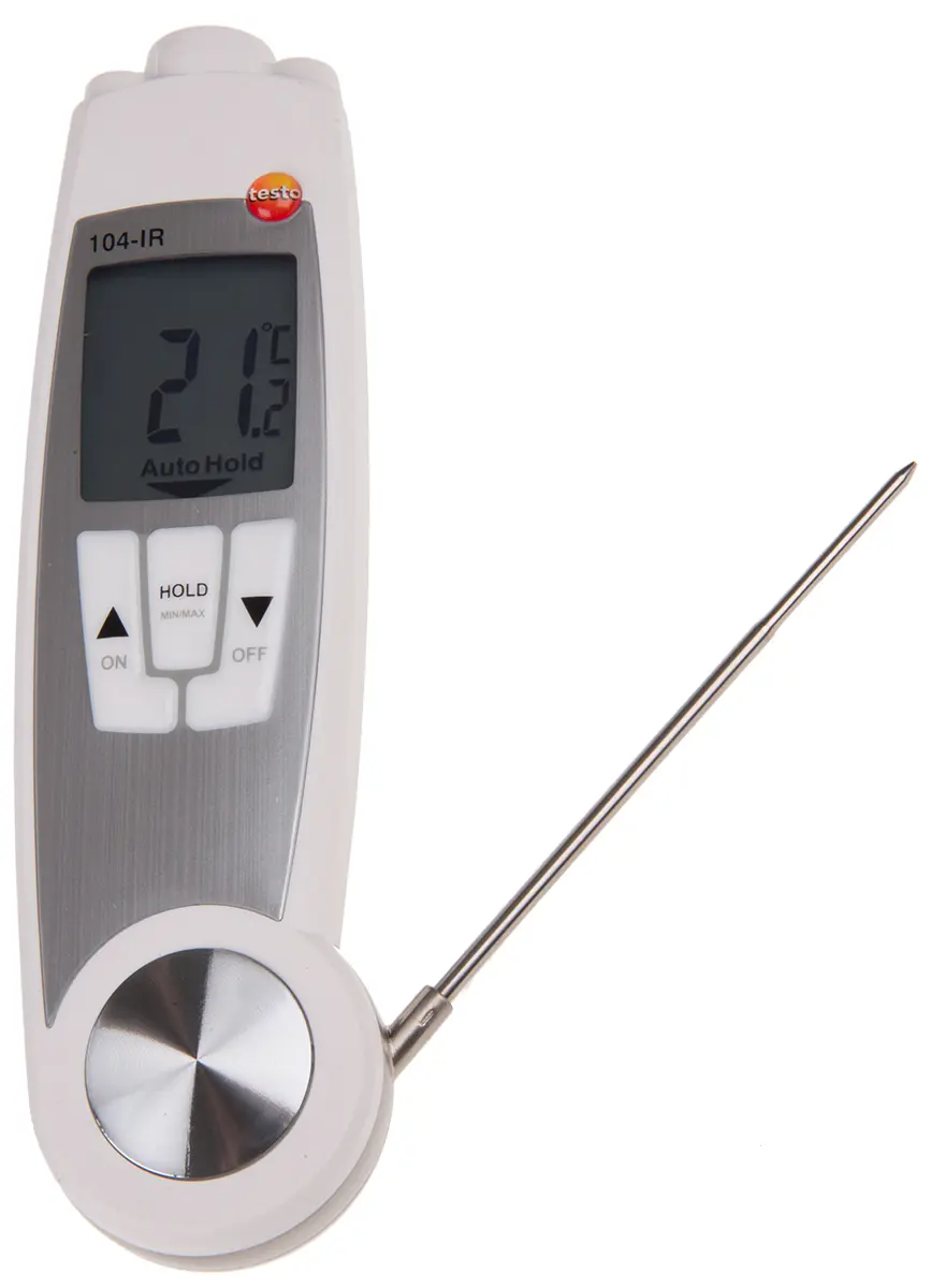 Produktfoto 1 von Testo 104-IR Infrarot Thermometer, -30 °C 10:1, bis 250 °C, ±1.5 %, ±1 °C, ±2.0 °C, ±2.5 °C, ±2 °C, Celsius