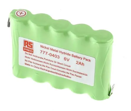 Produktfoto 1 von RS PRO Nickel-Metallhydrid Akkupack, 5-Zellen 6 V / 2000 mAh