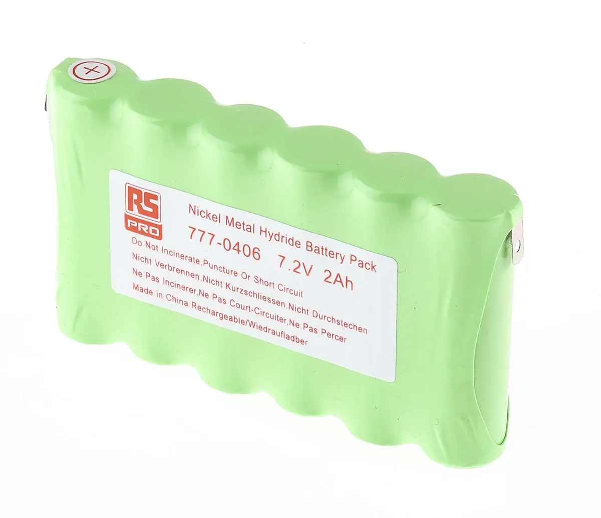 Produktfoto 1 von RS PRO NiMH Akkupack, 6-Zellen AA 7.2V / 2Ah, Löt-Anschluss