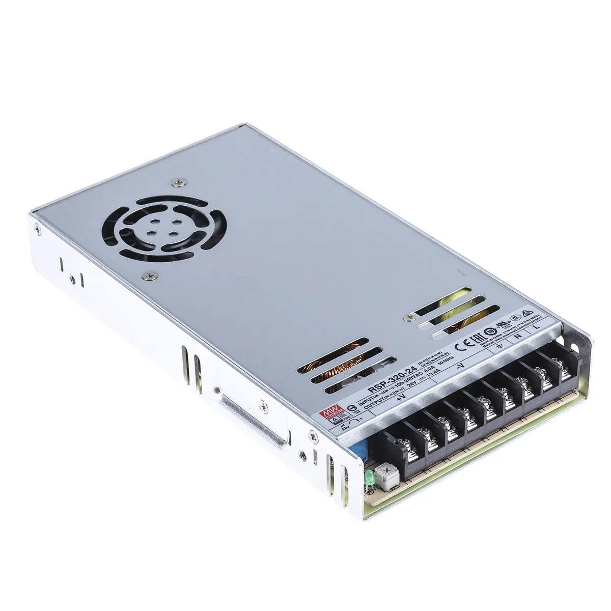 Produktfoto 1 von MEAN WELL RSP-320 Schaltnetzteil 1 24V dc 321.6 W, Fahrgestell 370 V dc, 264V ac
