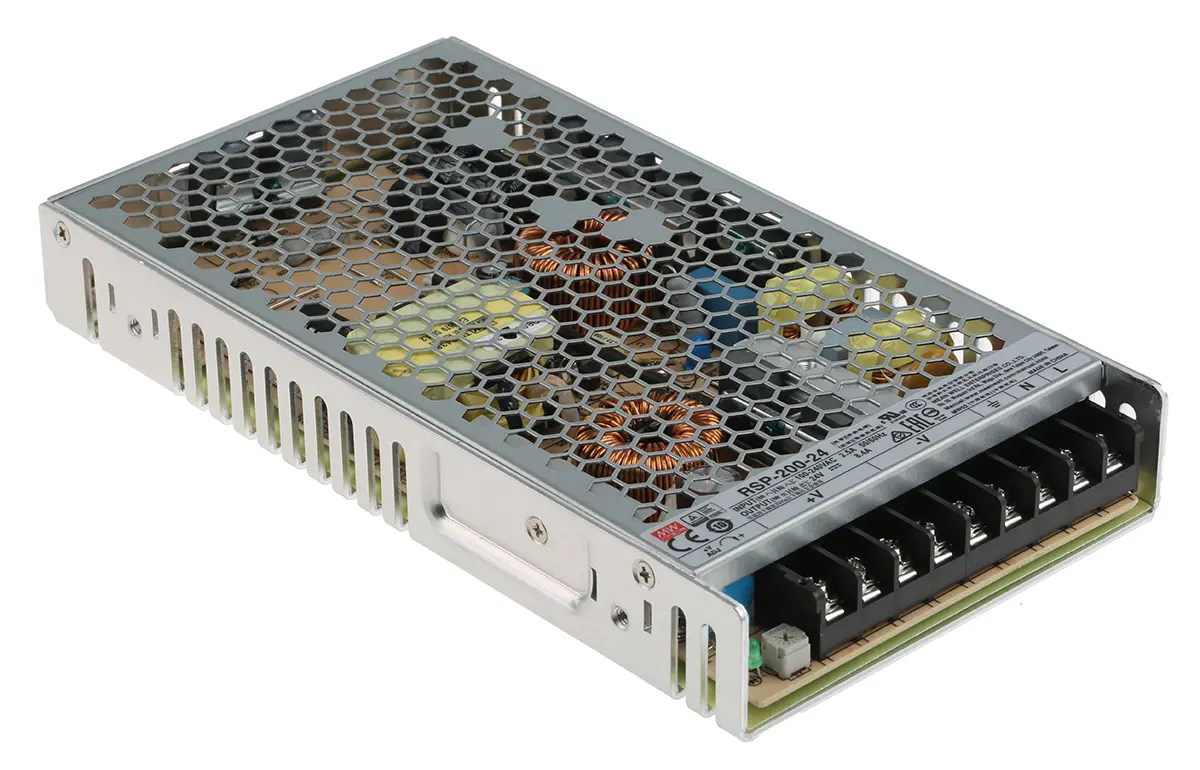 Produktfoto 1 von MEAN WELL RSP-200 Schaltnetzteil 1 24V dc 201.6 W, Fahrgestell 370 V dc, 264V ac