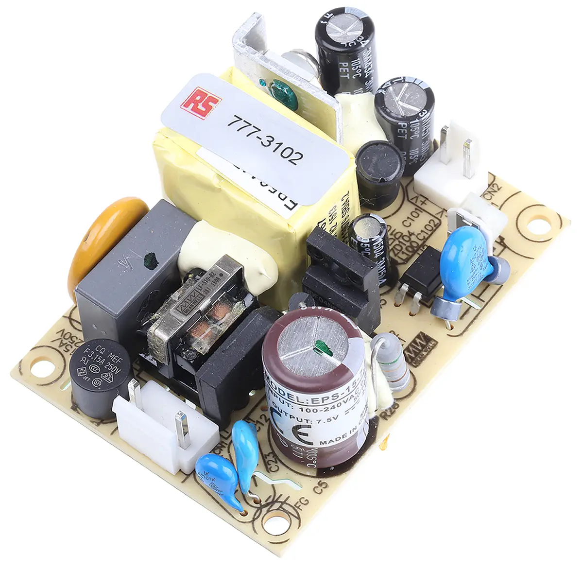 Produktfoto 1 von MEAN WELL EPS-15 Schaltnetzteil 1 7.5V dc 15 W, Fahrgestell 264V ac