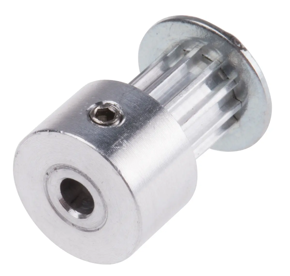 Produktfoto 1 von RS PRO Aluminium Zahnriemenscheibe 6.4 mm, 12 Zähne / Teilung 2 mm, Bohrung 3 mm
