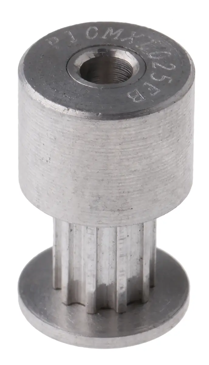 Produktfoto 1 von RS PRO Aluminium Zahnriemenscheibe 6.4 mm, 10 Zähne / Teilung 2 mm, Bohrung 3 mm