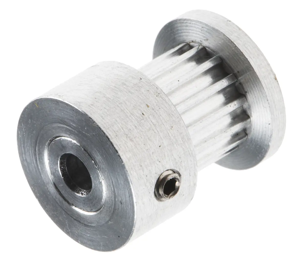 Produktfoto 1 von RS PRO Aluminium Zahnriemenscheibe 6.4 mm, 15 Zähne / Teilung 2 mm, Bohrung 3 mm