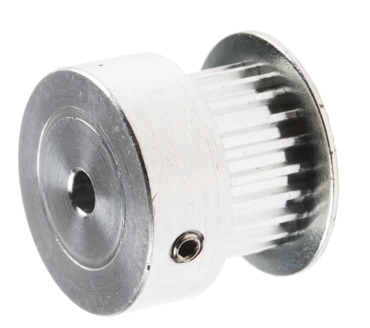 Produktfoto 1 von RS PRO Aluminium Zahnriemenscheibe 6.4 mm, 22 Zähne / Teilung 2 mm, Bohrung 3 mm