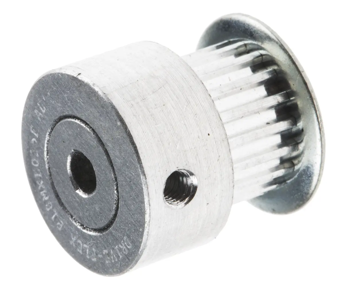 Produktfoto 1 von RS PRO Aluminium Zahnriemenscheibe 6.4 mm, 18 Zähne / Teilung 2 mm, Bohrung 3 mm