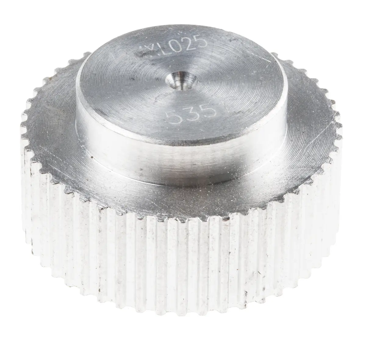 Produktfoto 1 von RS PRO Aluminium Zahnriemenscheibe 6.4 mm, 48 Zähne / Teilung 2 mm, Bohrung 5 mm