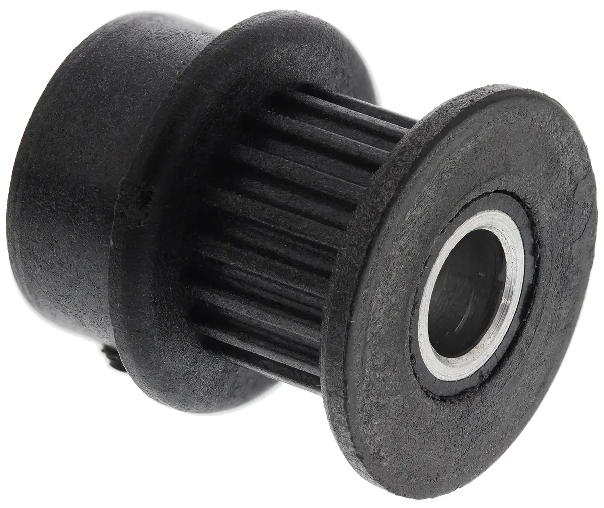 Produktfoto 1 von RS PRO Aluminium, GF Polycarbonat Zahnriemenscheibe 6 mm, 18 Zähne / Teilung 2 mm, Bohrung 5 mm