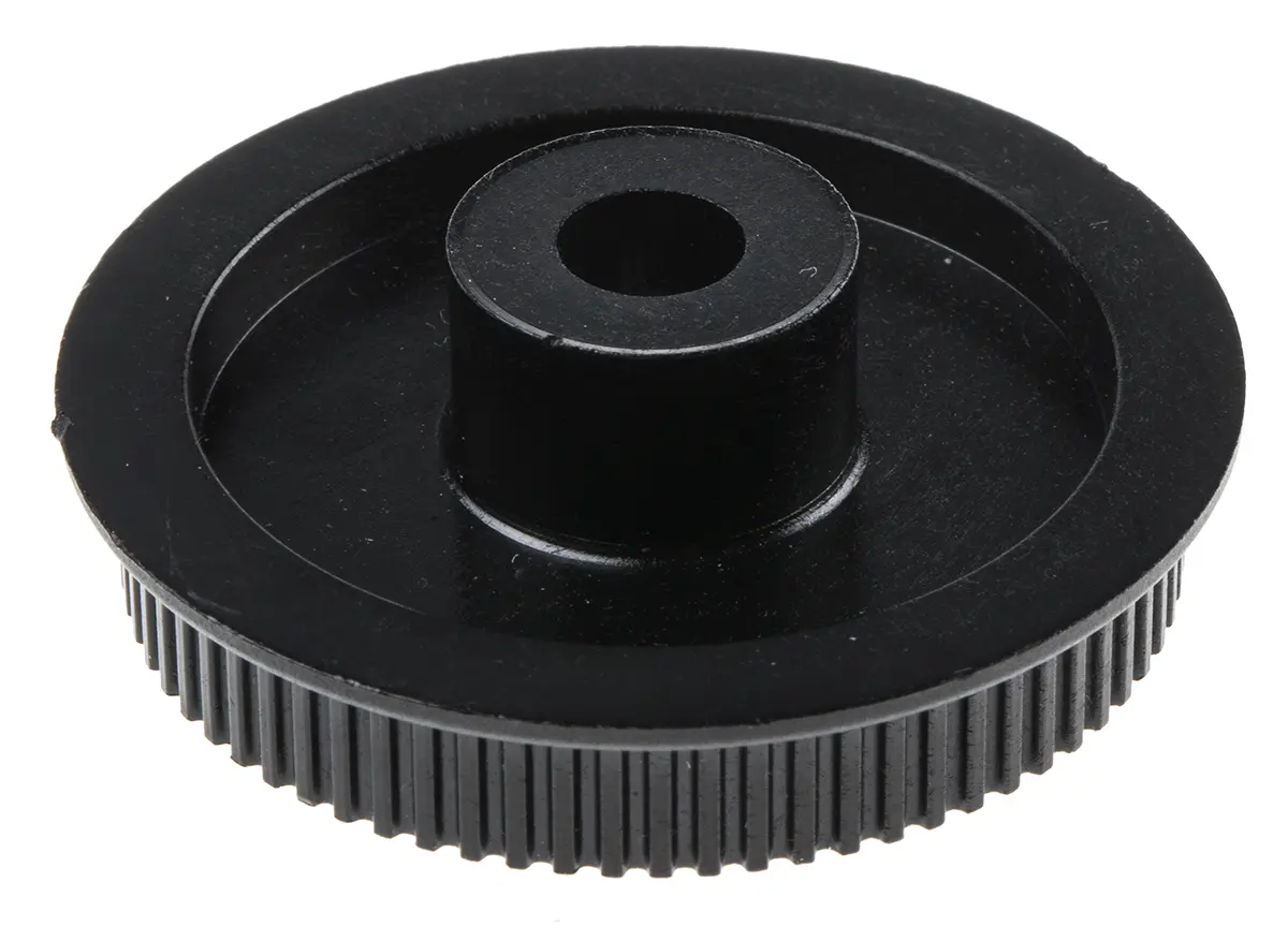 Produktfoto 1 von RS PRO GF Polycarbonat Zahnriemenscheibe 6 mm, 72 Zähne / Teilung 2 mm, Bohrung 8 mm