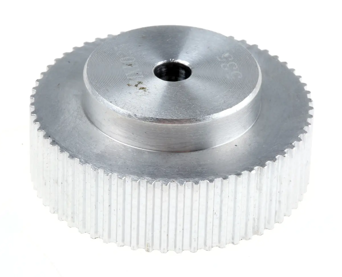 Produktfoto 1 von RS PRO Aluminium Zahnriemenscheibe 6.4 mm, 60 Zähne / Teilung 2 mm, Bohrung 5 mm