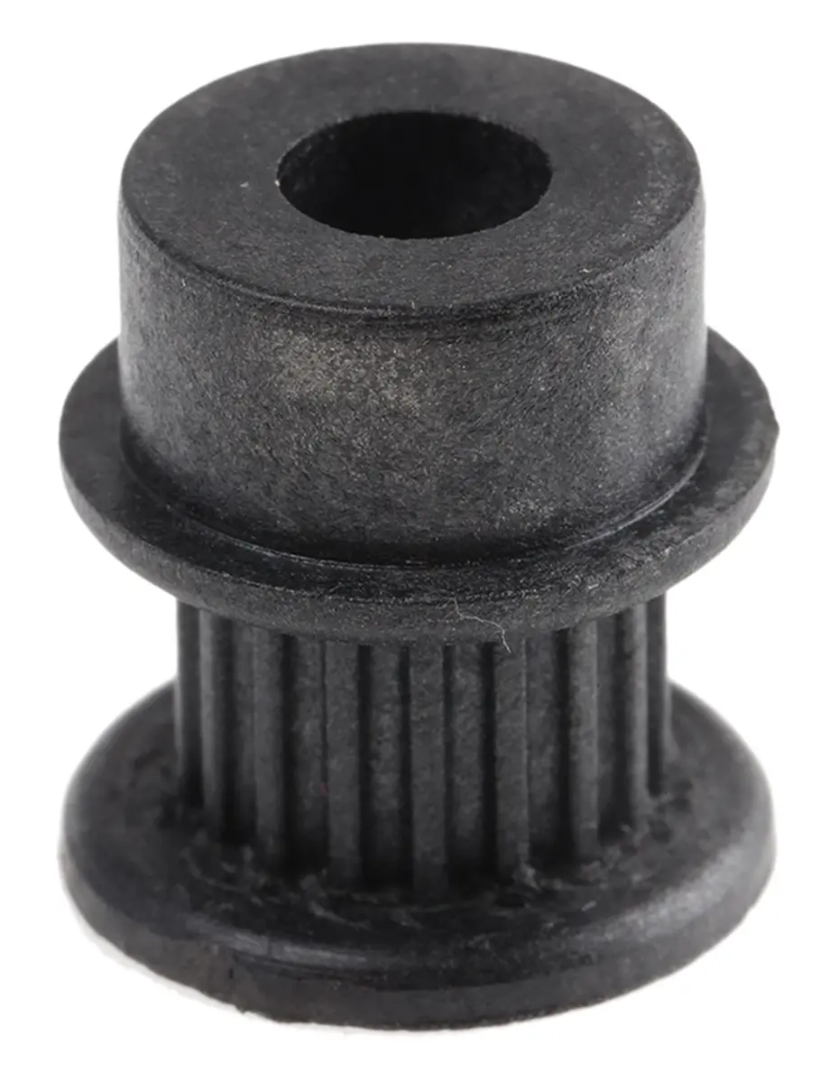 Produktfoto 1 von RS PRO GF Polycarbonat Zahnriemenscheibe 6 mm, 18 Zähne / Teilung 2 mm, Bohrung 6 mm