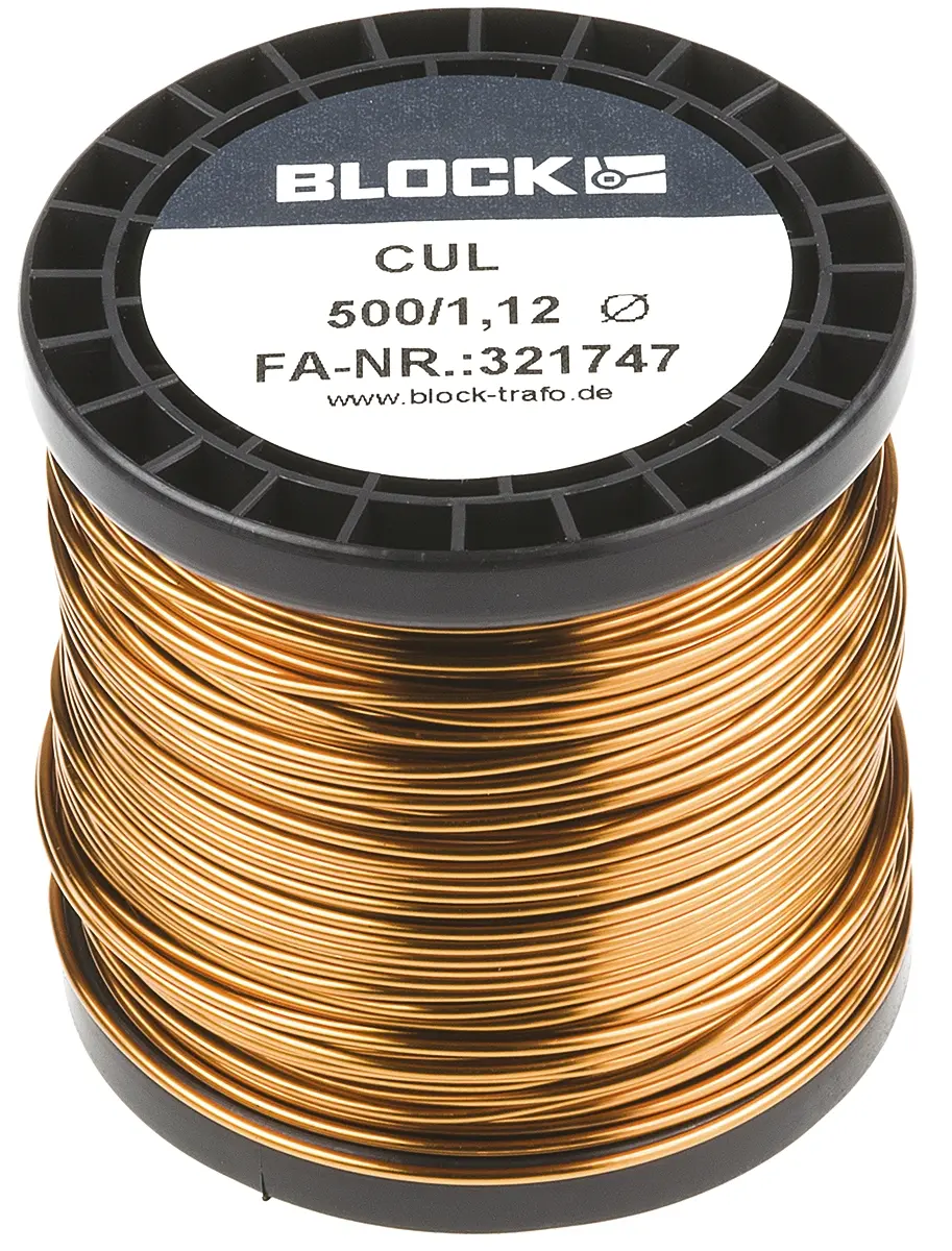 Produktfoto 1 von Block CUL500 Kupferdraht Emailliert Ø 1.12 mm Außen-ø  / 1.1 mm², Spule 44 m