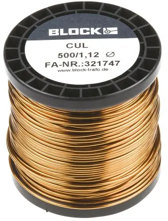 Produktfoto 1 von Block CUL500 Kupferdraht Emailliert Ø 1.12 mm Außen-ø / 1.1 mm², Spule 44 m
