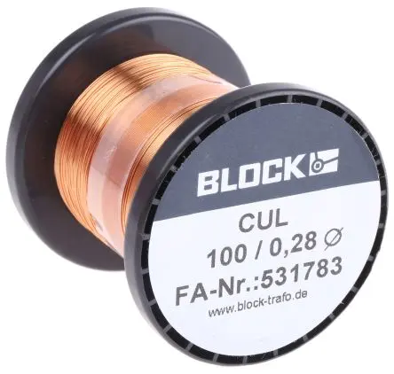 Produktfoto 1 von Block CUL100 Kupferdraht Emailliert Ø 0.28 mm Außen-ø / 0.06 mm², Spule 175 m