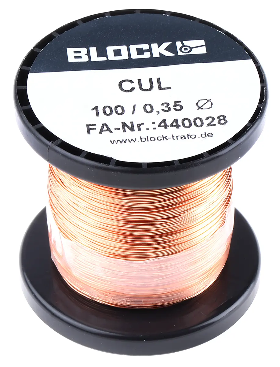Produktfoto 1 von Block CUL100 Kupferdraht Emailliert Ø 0.35 mm Außen-ø  / 0.11 mm², Spule 87 m