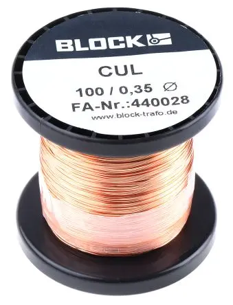 Produktfoto 1 von Block CUL100 Kupferdraht Emailliert Ø 0.35 mm Außen-ø / 0.11 mm², Spule 87 m