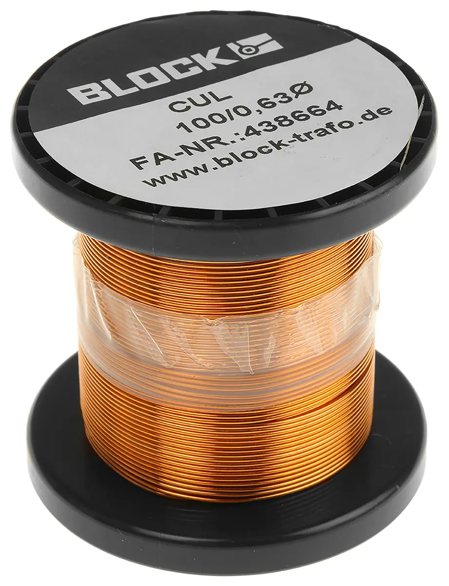 Produktfoto 1 von Block CUL100 Kupferdraht Emailliert Ø 0.63 mm Außen-ø  / 0.33 mm², Spule 28 m