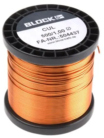 Produktfoto 1 von Block CUL500 Kupferdraht Emailliert Ø 1 mm Außen-ø / 0.82 mm², Spule 56 m