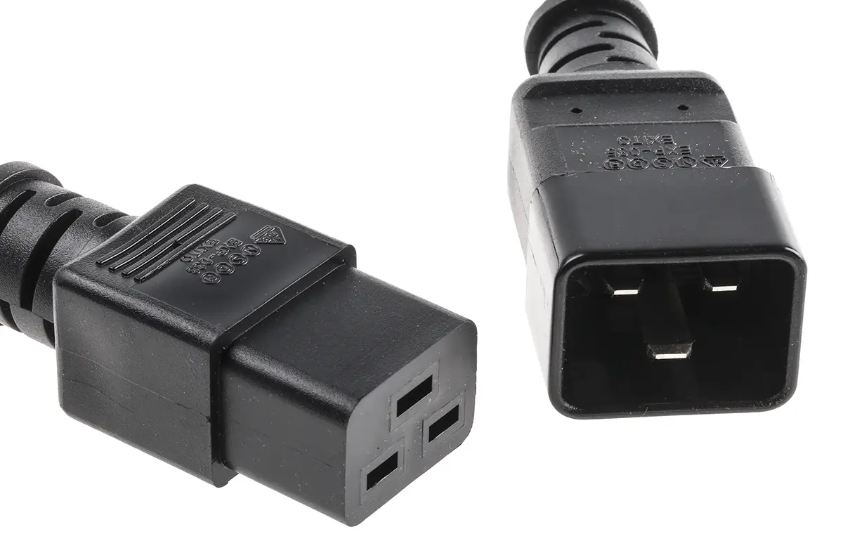 Produktfoto 1 von APC Netzkabel, B IEC 320 C19, 600 mm Schwarz, 240 V