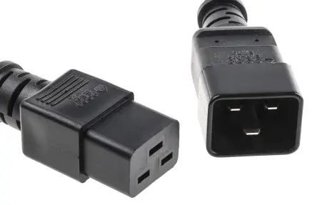 Produktfoto 1 von APC Netzkabel, A IEC C19, B IEC C20, 600 mm Schwarz, 240V