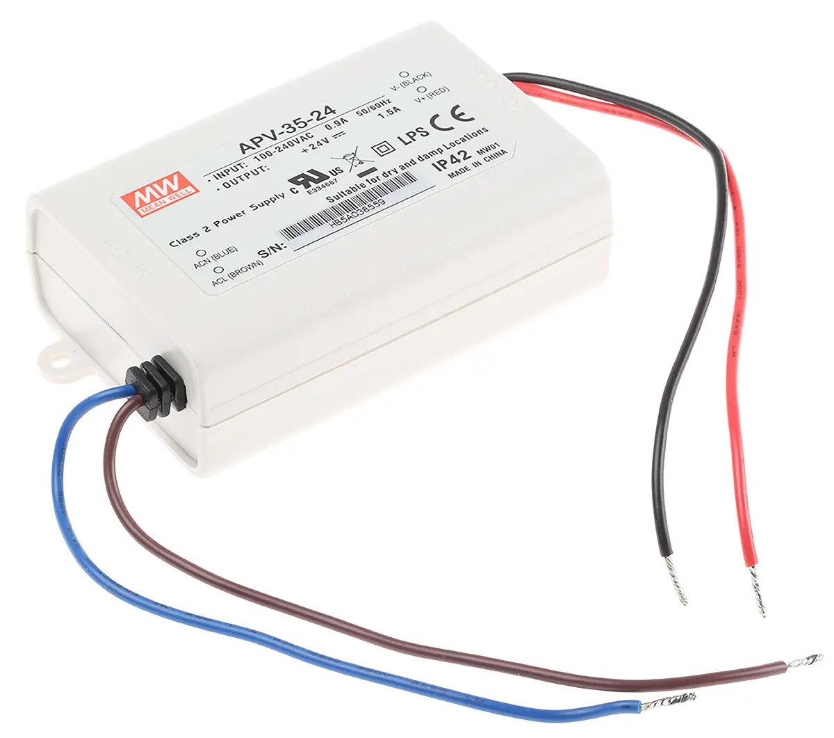 Produktfoto 1 von MEAN WELL LED-Treiber, 36 W 264 V ac, 90 V ac, 127V dc, 370 V dc LED-Treiber 1.5A, Ausgang 24V