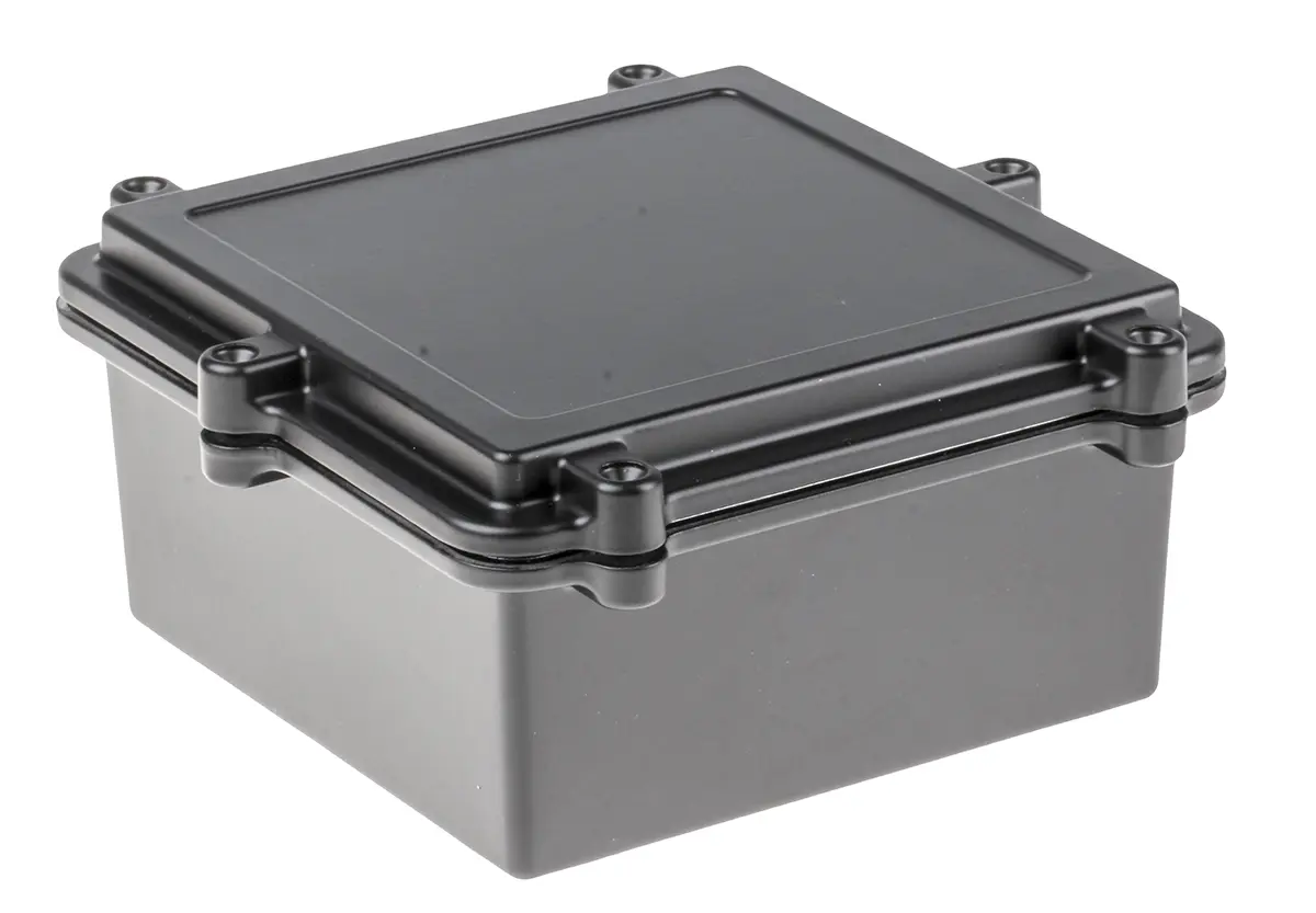 Produktfoto 1 von RS PRO; Gehäuse; Aluminiumdruckguss; Schwarz Geflanscht IP67 Breite 162 mm Höhe 80 mm Länge 162 mm