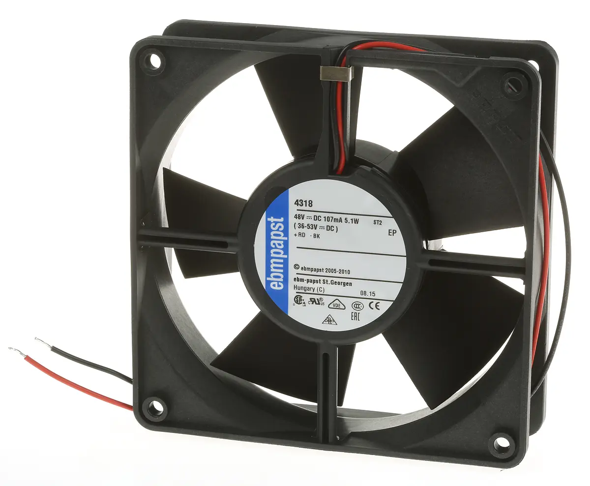Produktfoto 1 von ebm-papst 4300 Axiallüfter, Kugel, 48V dc / 5 W, 2800 U/min, 170 m³/h IP54, IP68 119 mm 119mm 119 mm