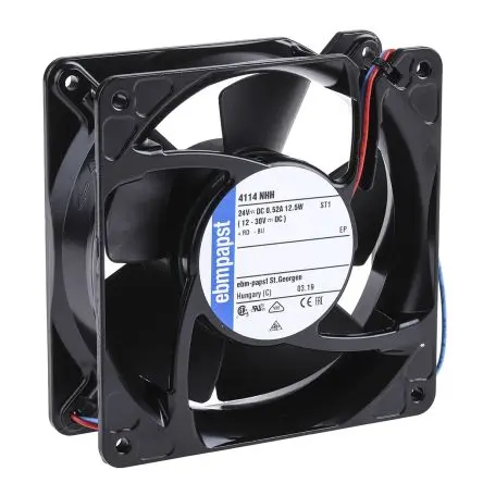 Produktfoto 1 von ebm-papst 4100 NHH - S-Force Axiallüfter, Kugel, 24V dc / 12.4 W, 5000 U/min, 260 m³/h IP54, IP68 119 mm 38mm 119 mm