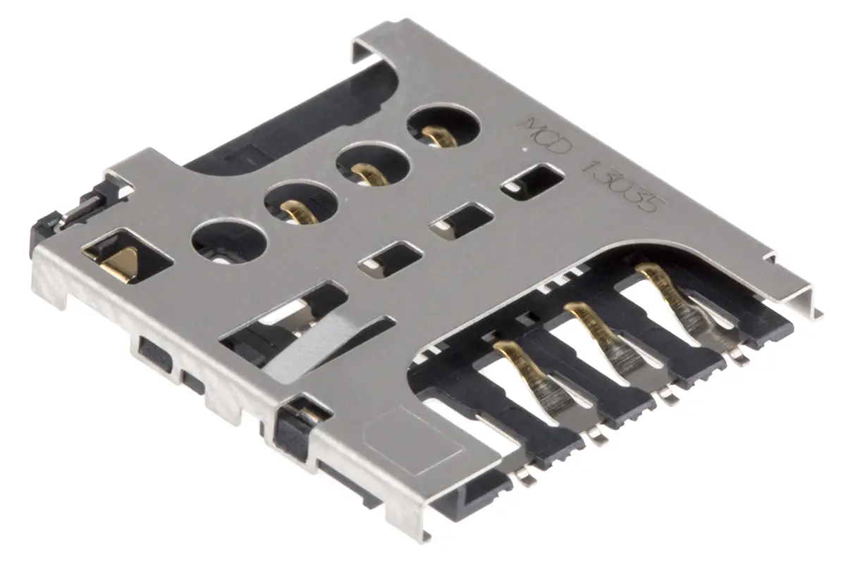 Molex micro-SIM MIKROsim, gewinkelt Steckverbinder für Speicherkarten Buchse, 6-polig / 1-reihig Lot, Raster 2.54 mm,