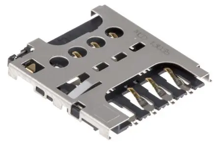 Produktfoto 1 von Molex micro-SIM MIKROsim, gewinkelt Steckverbinder für Speicherkarten Buchse, 6-polig / 1-reihig Lot, Raster 2.54 mm,