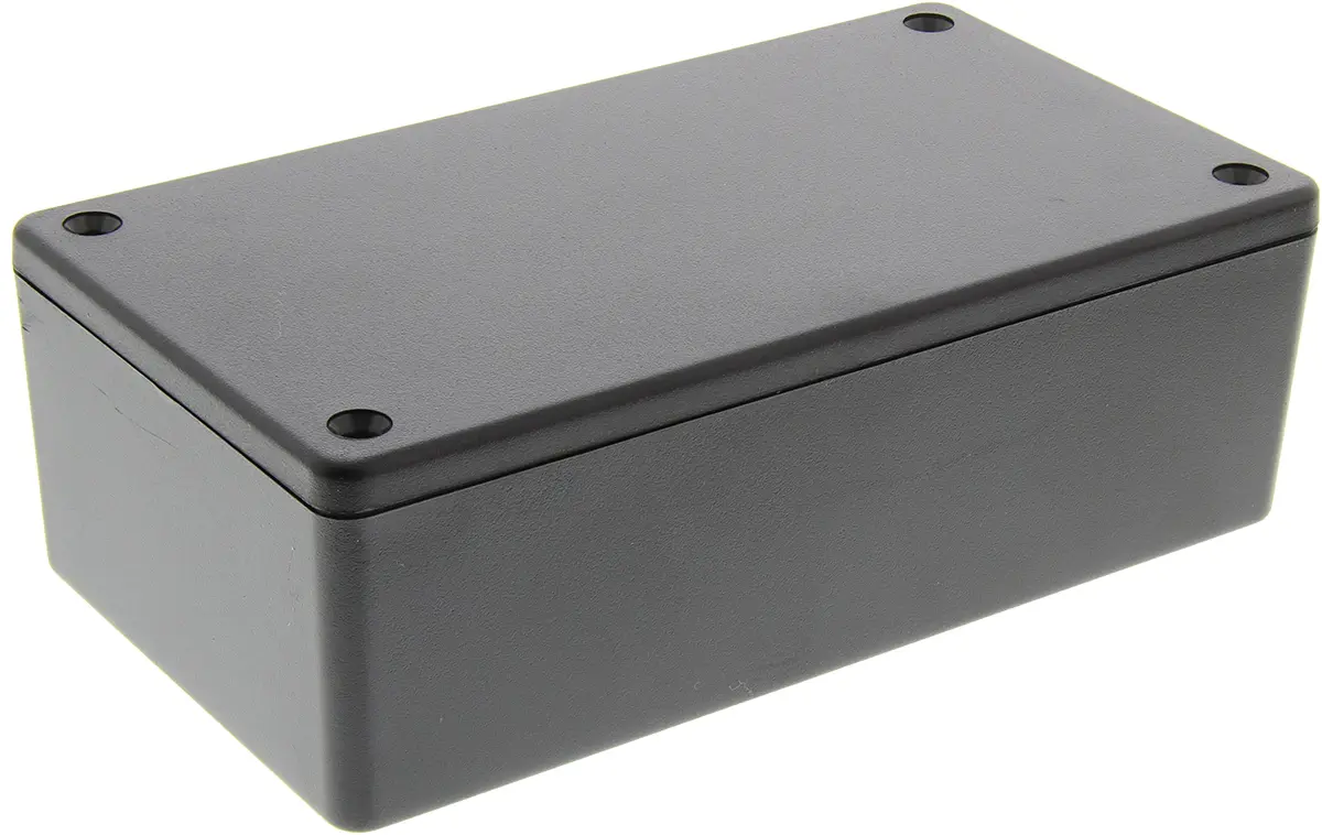 Hammond 1591; Gehäuse; Schwer entflammbares ABS; Schwarz IP54 Breite 66 mm Höhe 36 mm Länge 119 mm