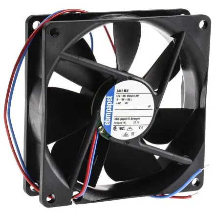 Produktfoto 1 von ebm-papst 3400 N Axiallüfter, Kugel, 12 V, 24 V, 48V dc / 800 mW, 1950 U/min, 61 m³/h IP68, IP54 92 mm 92mm 25 mm
