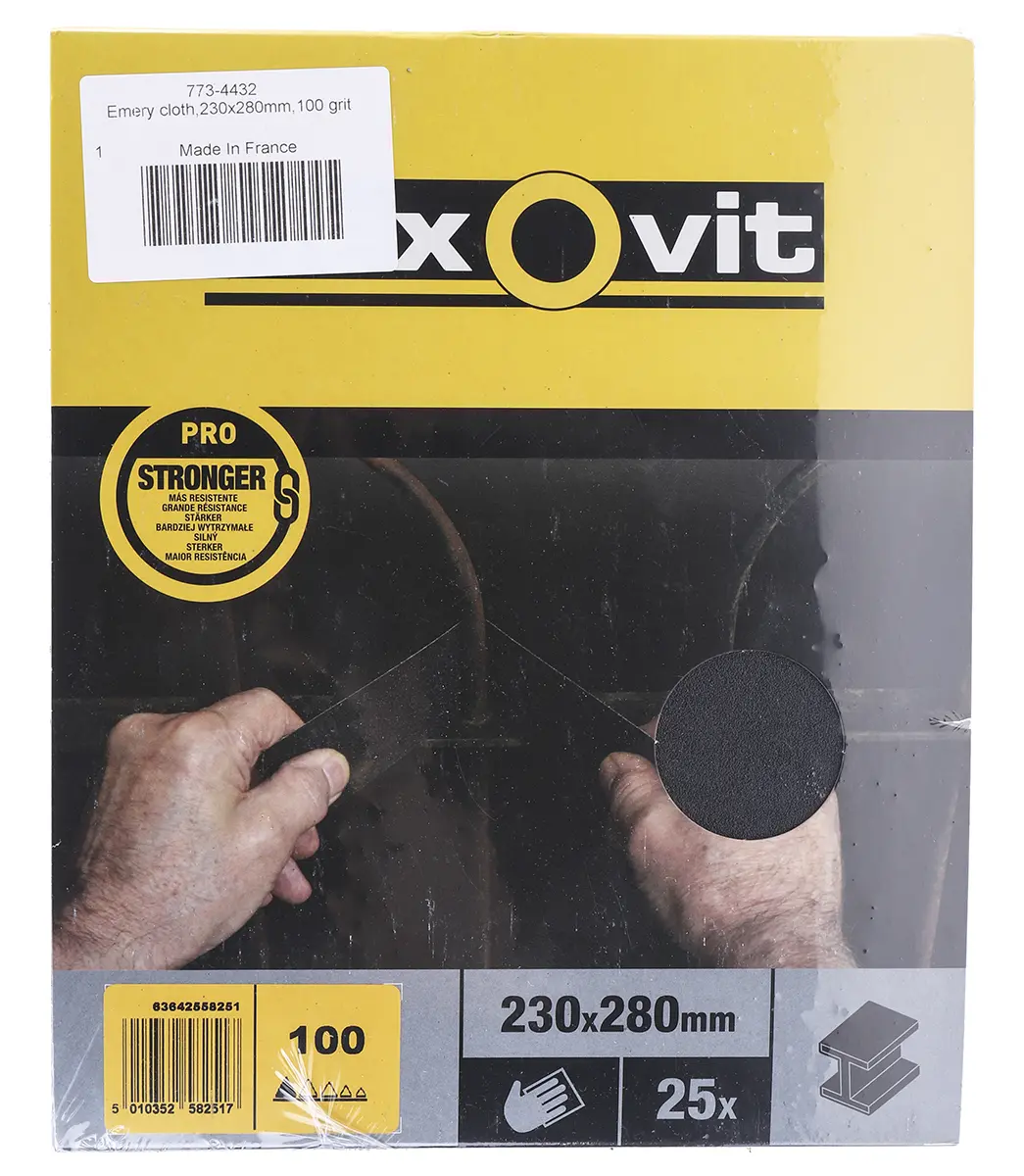 Flexovit Schleifpapier, Aluminiumbeschichtet, Mittel Grad, Korngröße P100, 280 mm 230 mm