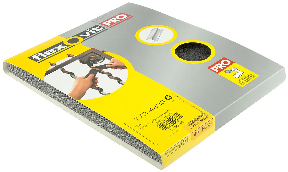Produktfoto 1 von Flexovit Schleifpapier, Aluminiumbeschichtet, Grob Grad, Korngröße P40, 280 mm 230 mm