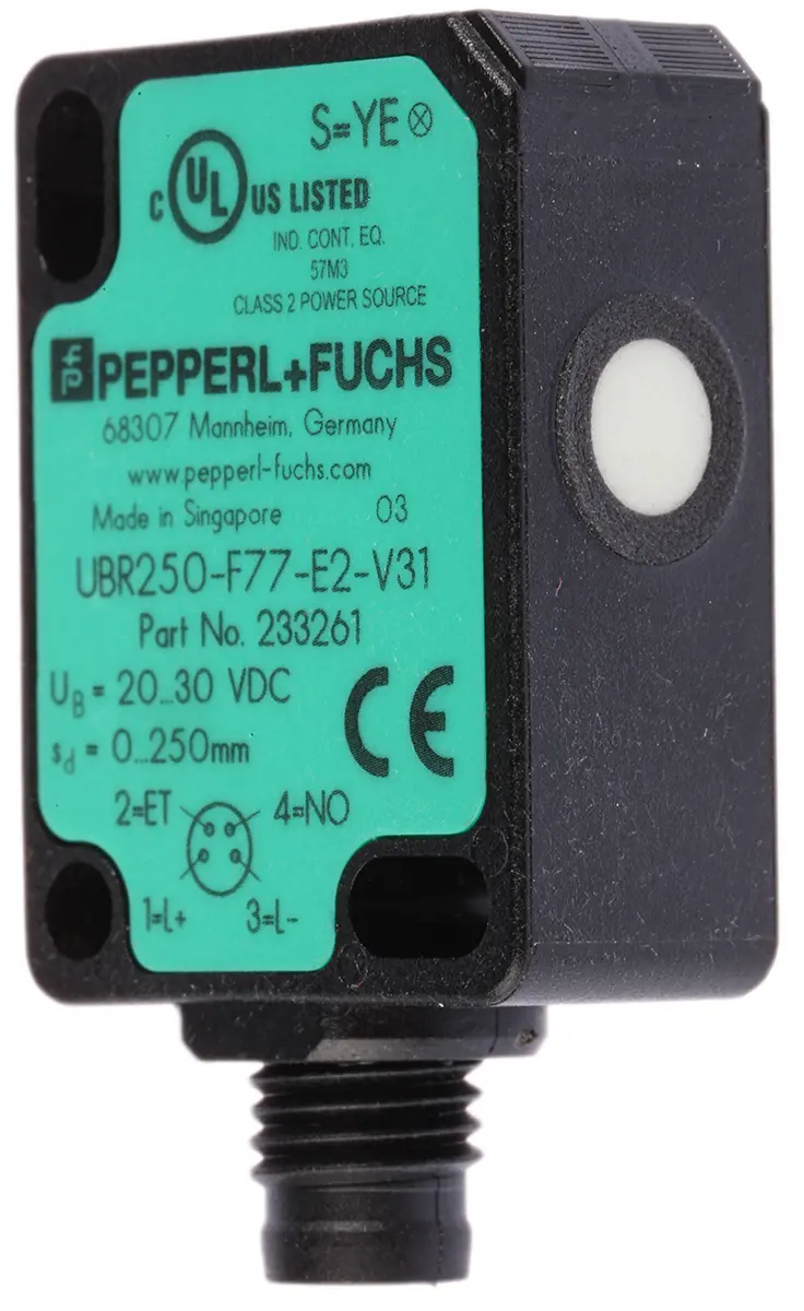 Produktfoto 1 von Pepperl + Fuchs M8 Ultraschall-Näherungssensor, Kubisch 250 mm / 200mA PnP, IP67 30 V dc