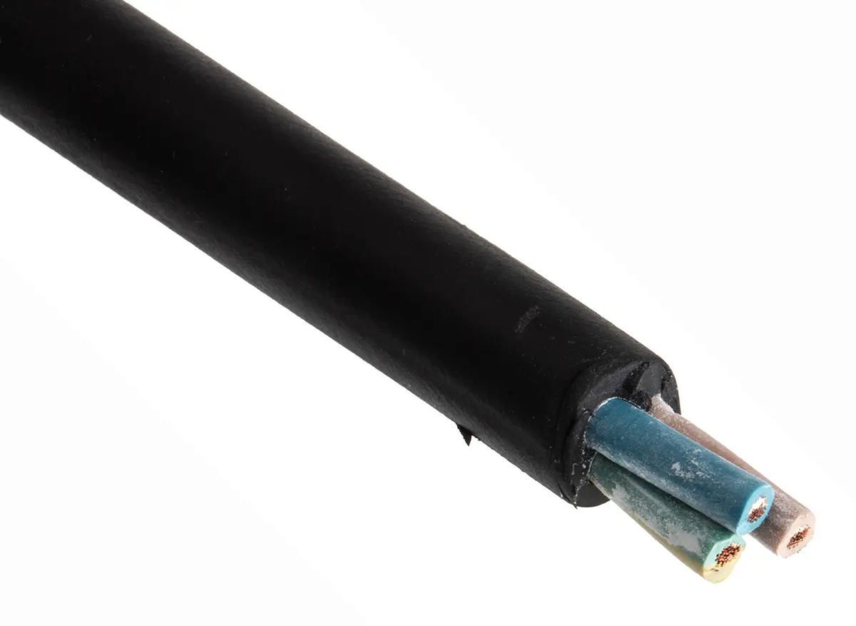 Produktfoto 1 von RS PRO H07RN-F Netzkabel, 3-adrig Schwarz /Ø 11.8 mm Außen-ø , 50 m 60 °C, 450 V, 750 V, Ethylen-Propylen-Gummi