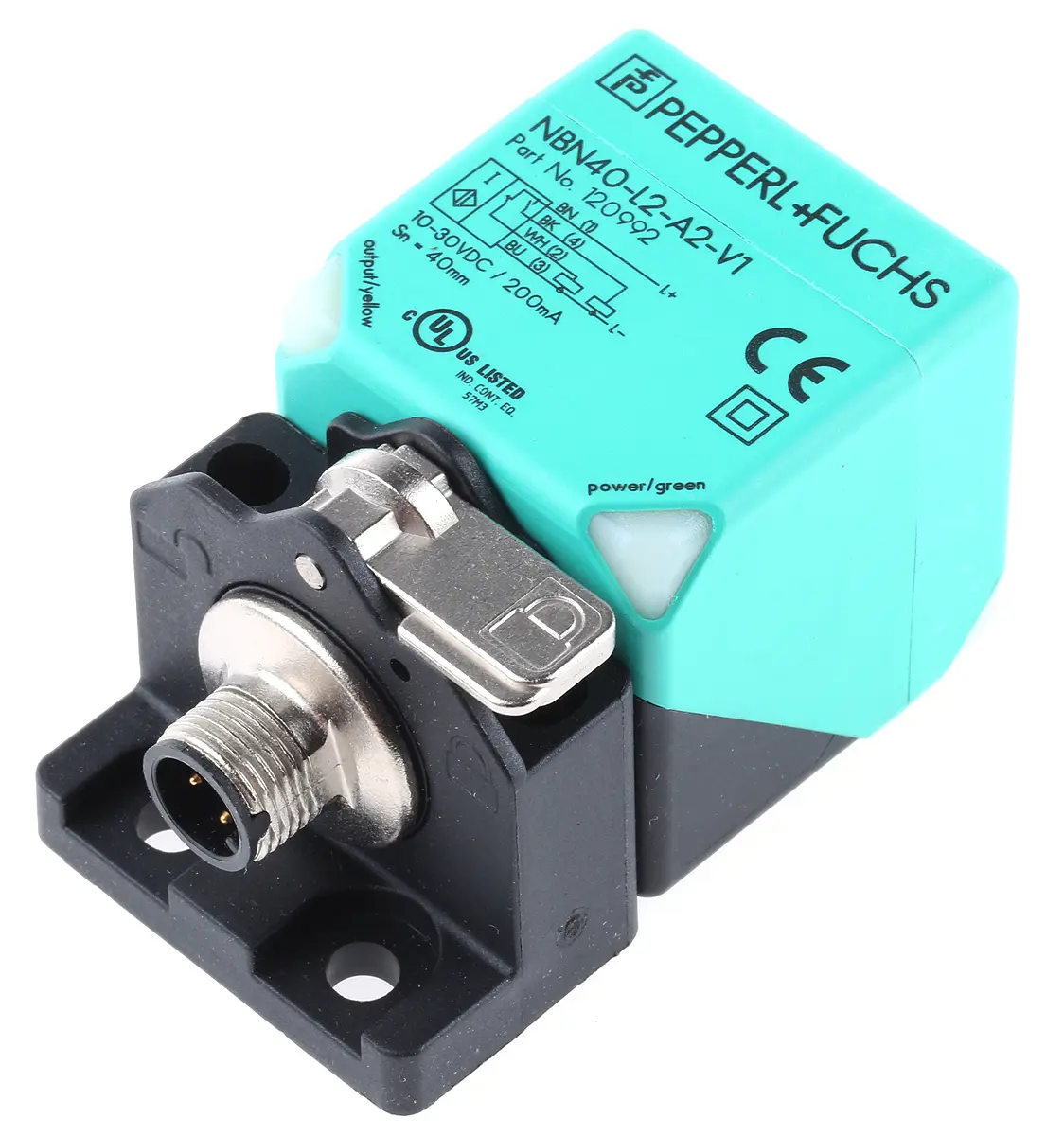 Produktfoto 1 von Pepperl + Fuchs M12 Näherungssensor Induktiv, Kubisch 40 mm PNP 10 → 30 V dc / 200 mA NO+NC, IP69K