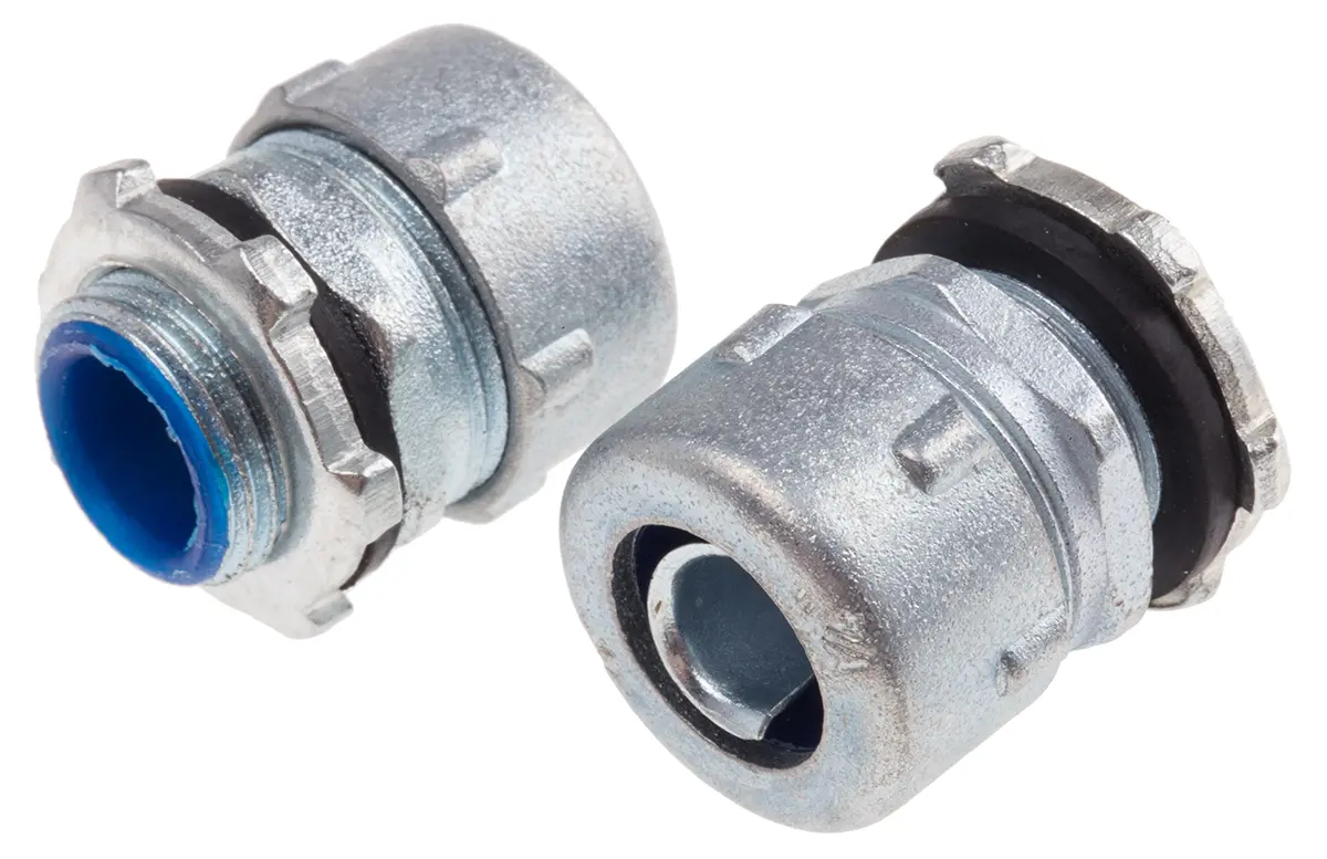 Produktfoto 1 von RS PRO NBG Zinklegierung Kabelrohr Befestigung Gerader Adapter für PVC-Metallrohre M16 x 1.5 6.35 mm Grau Messing