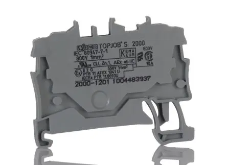 Produktfoto 1 von WAGO Anschlussklemmenblock für Durchkontaktierung 1 Grau, 1mm², 800V Zugfederklemme IECEx/ATEX