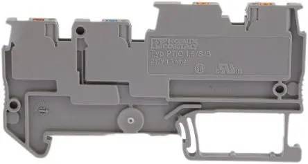 Produktfoto 1 von Phoenix Contact PTIO 1.5/S/3 Anschlussklemmenblock DIN-Schiene 3 Grau, 1.5mm², 250V Einsteck-Anschluss