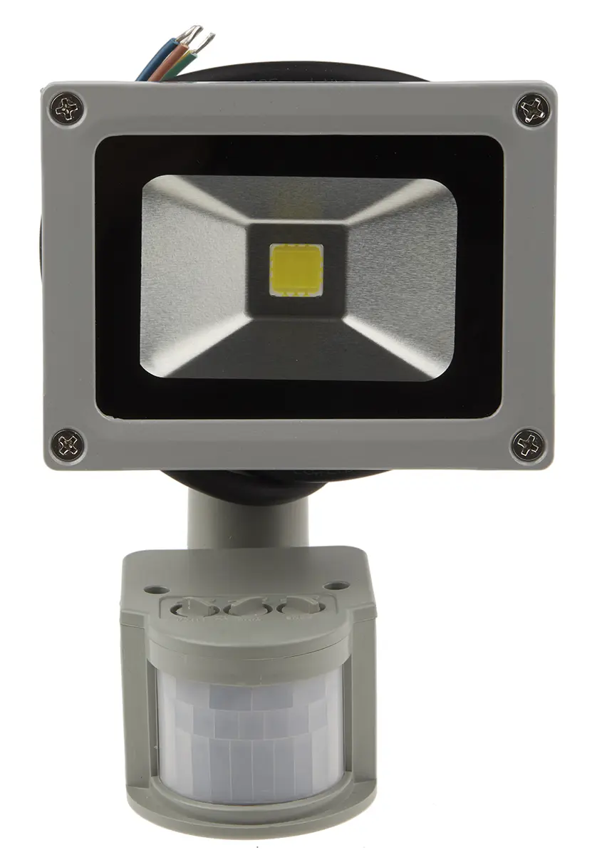 Produktfoto 1 von RS PRO, Fluter 10 W, 85 → 265 V ac / 950 → 1050 lm, 190 x 114,3 x 88,8 mm, PIR, IP65