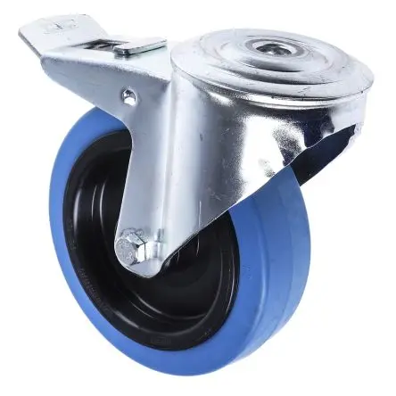 Tente Drehbar Rolle, Rad ø 125 mm, 150 kg, Ges H. 150 mm, Rad B. 40 mm, Elastischer Reifen