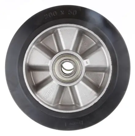 Produktfoto 1 von Tente Rollwagenrolle Schwarz, Mat. Gummi, 900 kg Ø 200 mm, B. 50 mm