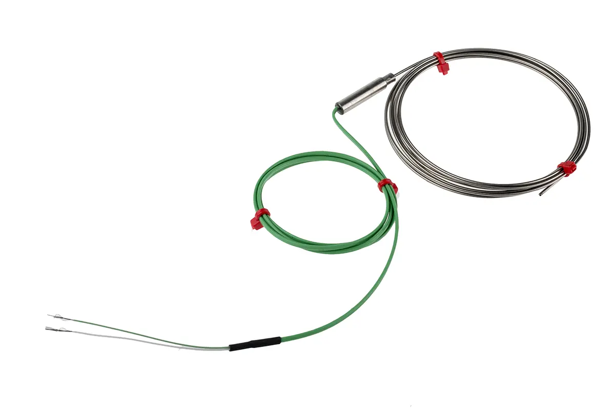 Produktfoto 1 von RS PRO Edelstahl Mineralisoliertes Thermoelement Typ K, Ø 1.5mm x 2m → +1100°C
