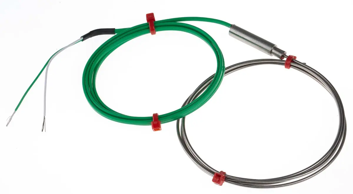 Produktfoto 1 von RS PRO Edelstahl Mineralisoliertes Thermoelement Typ K, Ø 1.5mm x 1m → +1100°C