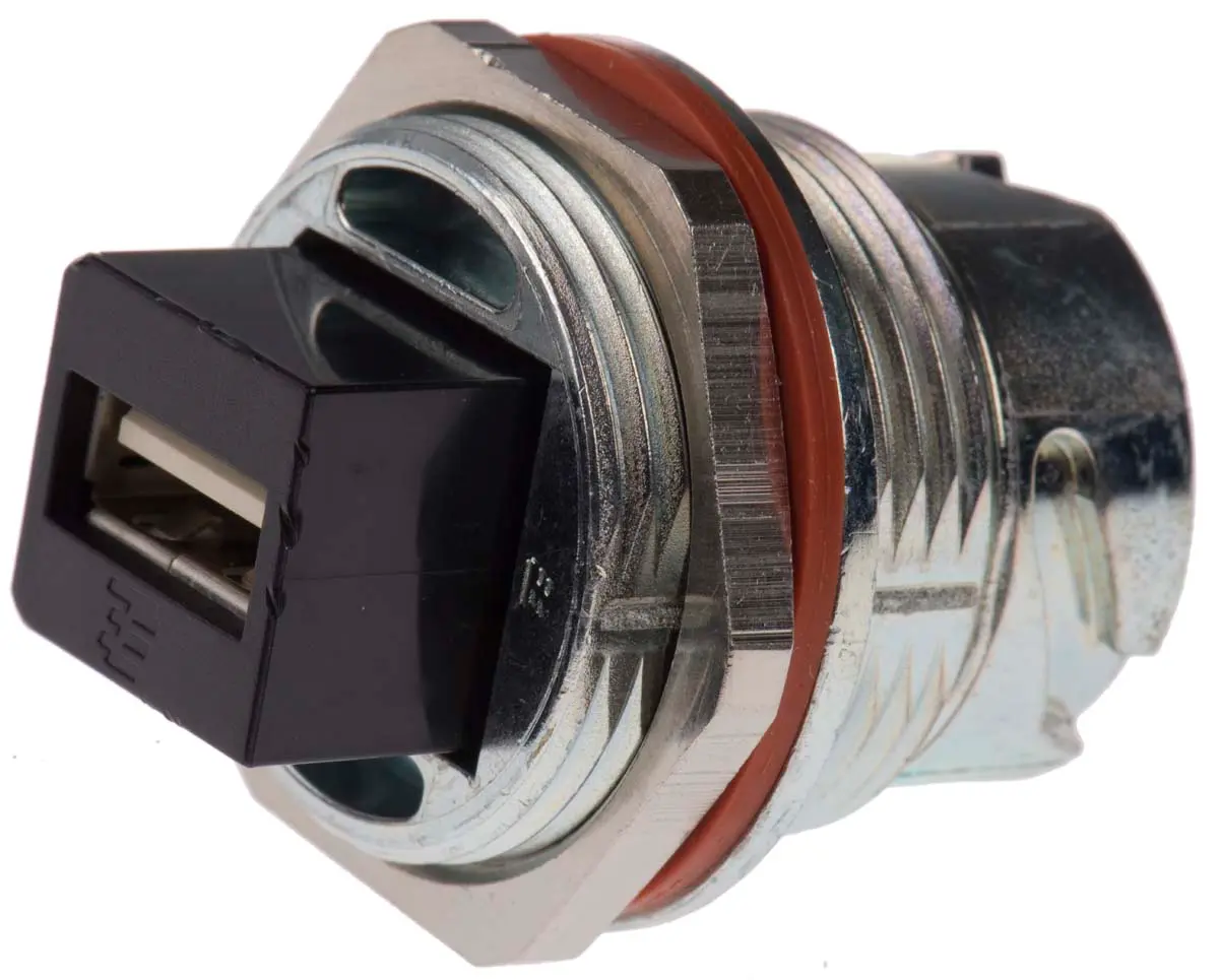 Produktfoto 1 von TE Connectivity, Gerade 2058 USB-Steckverbinder Buchse USB-Typ B 1, Panel USB 2.0 IP20